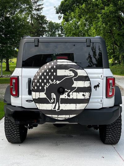 Bronco American Flag Spare Tire Cover - Ford Bronco - Goats Trail Off - Road Apparel Company