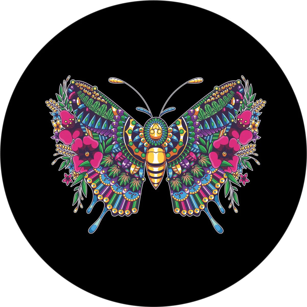 Butterfly Mandala Spare Tire Cover - Goats Trail