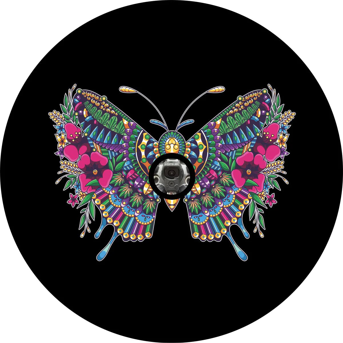 Butterfly Mandala Spare Tire Cover - Goats Trail