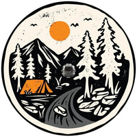 Camping Mountains River Landscape Spare Tire Cover - Jeep, Bronco, RV - Goats Trail