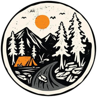 Camping Mountains River Landscape Spare Tire Cover - Jeep, Bronco, RV - Goats Trail