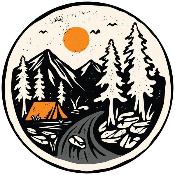 Camping Mountains River Landscape Spare Tire Cover - Jeep, Bronco, RV - Goats Trail