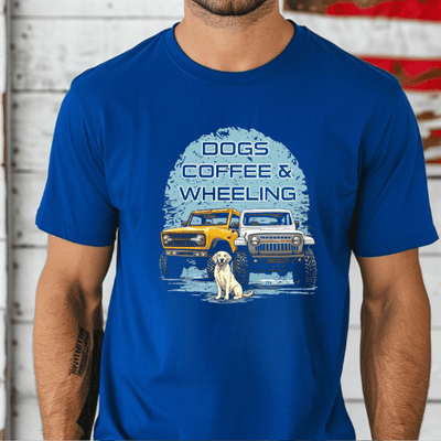 Dogs, Coffee and Wheeling Big and Tall Tee - Goats Trail Off - Road Apparel Company