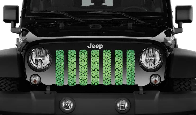Dragon Green Scale Grille Insert-Fleck Design Color Variation JT/JL/JLU w/Trail Cam 2024+includes 4xe"NEW GRILLE" Grille Insert
