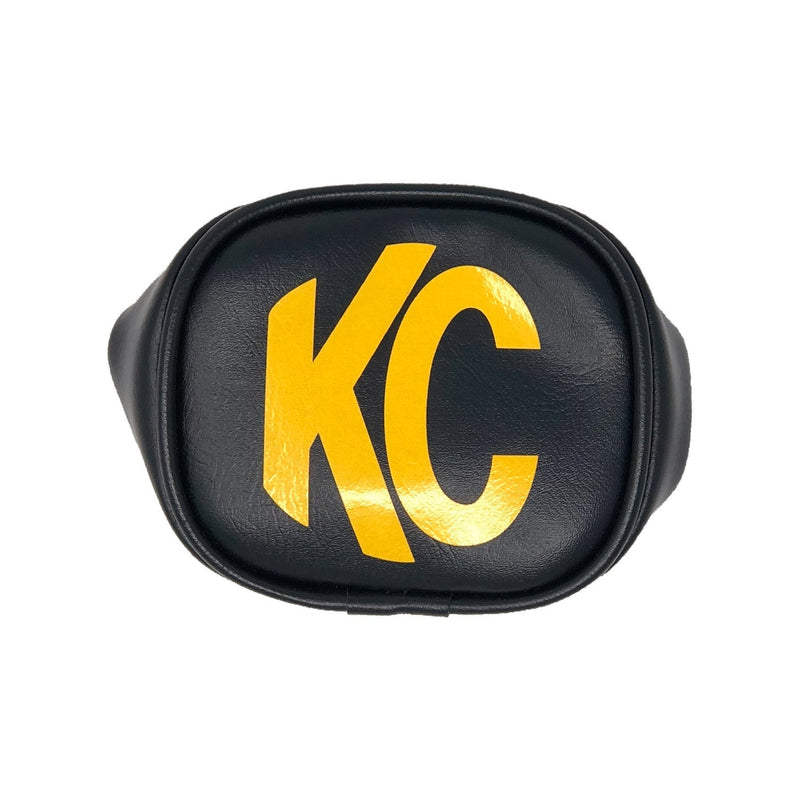 KC HiLiTES 3" Soft Vinyl Cover - Round - Pair - Black/Yellow KC Logo - Goats Trail