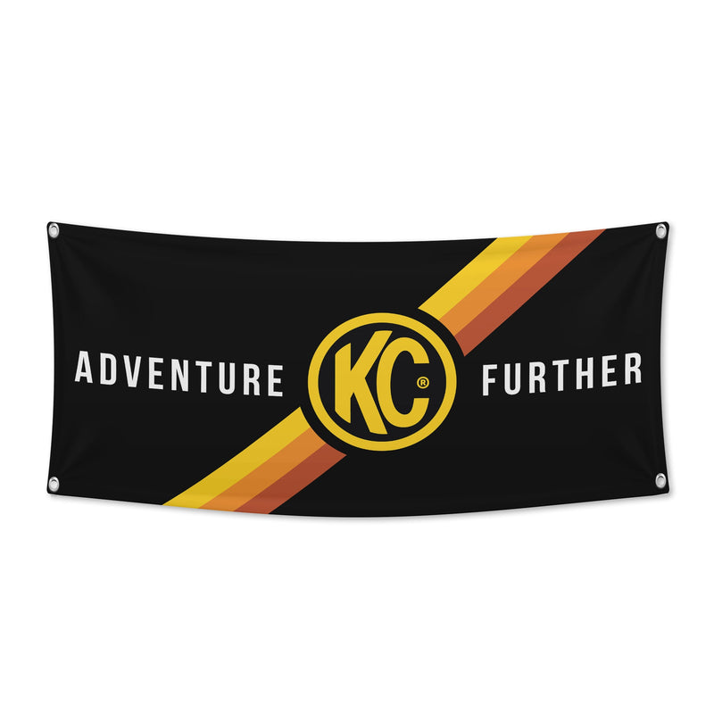 KC HiLiTES Banner - Outdoor - Black/Yellow KC Logo - Goats Trail