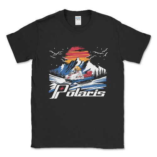 Men's Big and Tall Polaris Vintage Snowmobile Tee Shirt Black / LT Big and Tall Shirts