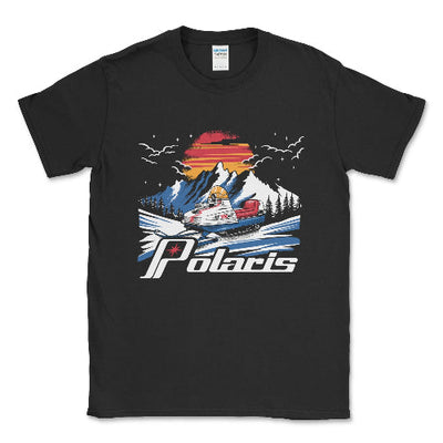 Men's Big and Tall Polaris Vintage Snowmobile Tee Shirt Black / LT Big and Tall Shirts