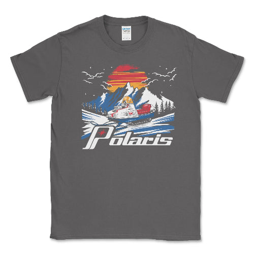 Men's Big and Tall Polaris Vintage Snowmobile Tee Shirt Charcoal / LT Big and Tall Shirts