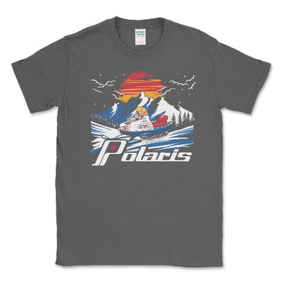 Men's Big and Tall Polaris Vintage Snowmobile Tee Shirt Charcoal / LT Big and Tall Shirts