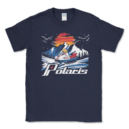 Men's Big and Tall Polaris Vintage Snowmobile Tee Shirt Navy / LT Big and Tall Shirts