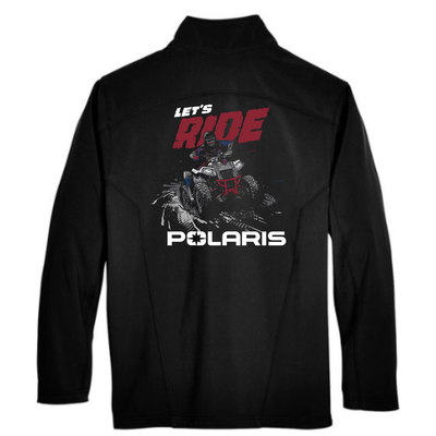 Black jacket with Polaris graphic and text on a white background