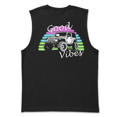 Men's Good Vibes Neon Muscle Tank Top - Goats Trail Off-Road Apparel Company