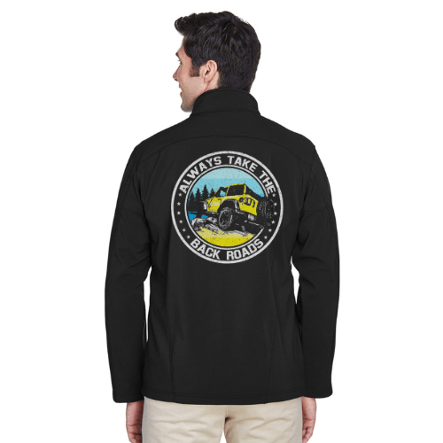 Men's Soft Shell Jacket - Always Take The Back Roads - Goats Trail Off - Road Apparel Company