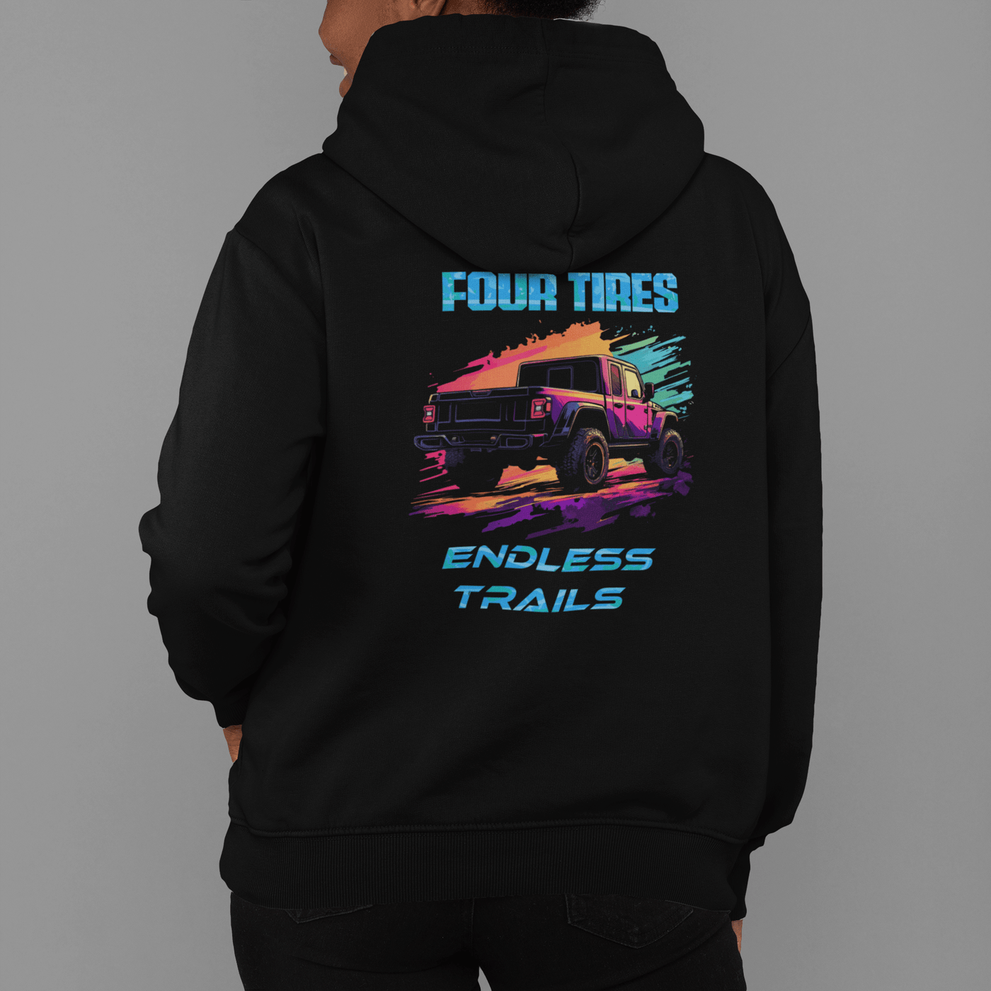 Neon Offroad Four Wheels Endless Trails Zip - Up Hoodie - Goats Trail Off - Road Apparel Company