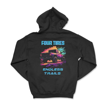 Neon Offroad Four Wheels Endless Trails Zip - Up Hoodie - Goats Trail Off - Road Apparel Company