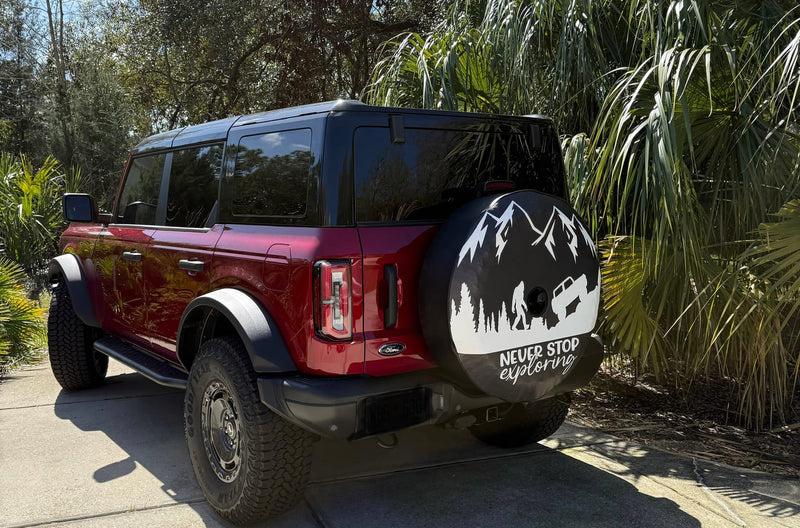 Never Stop Exploring Spare Tire Cover - Goats Trail