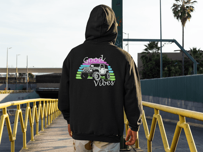 Offroad Zip-Up Black Good Vibes Hoodie - Goats Trail Off-Road Apparel Company
