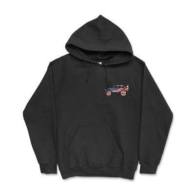 Patriotic 4 x 4 Zip-Up Black Hoodie - Goats Trail Off-Road Apparel Company