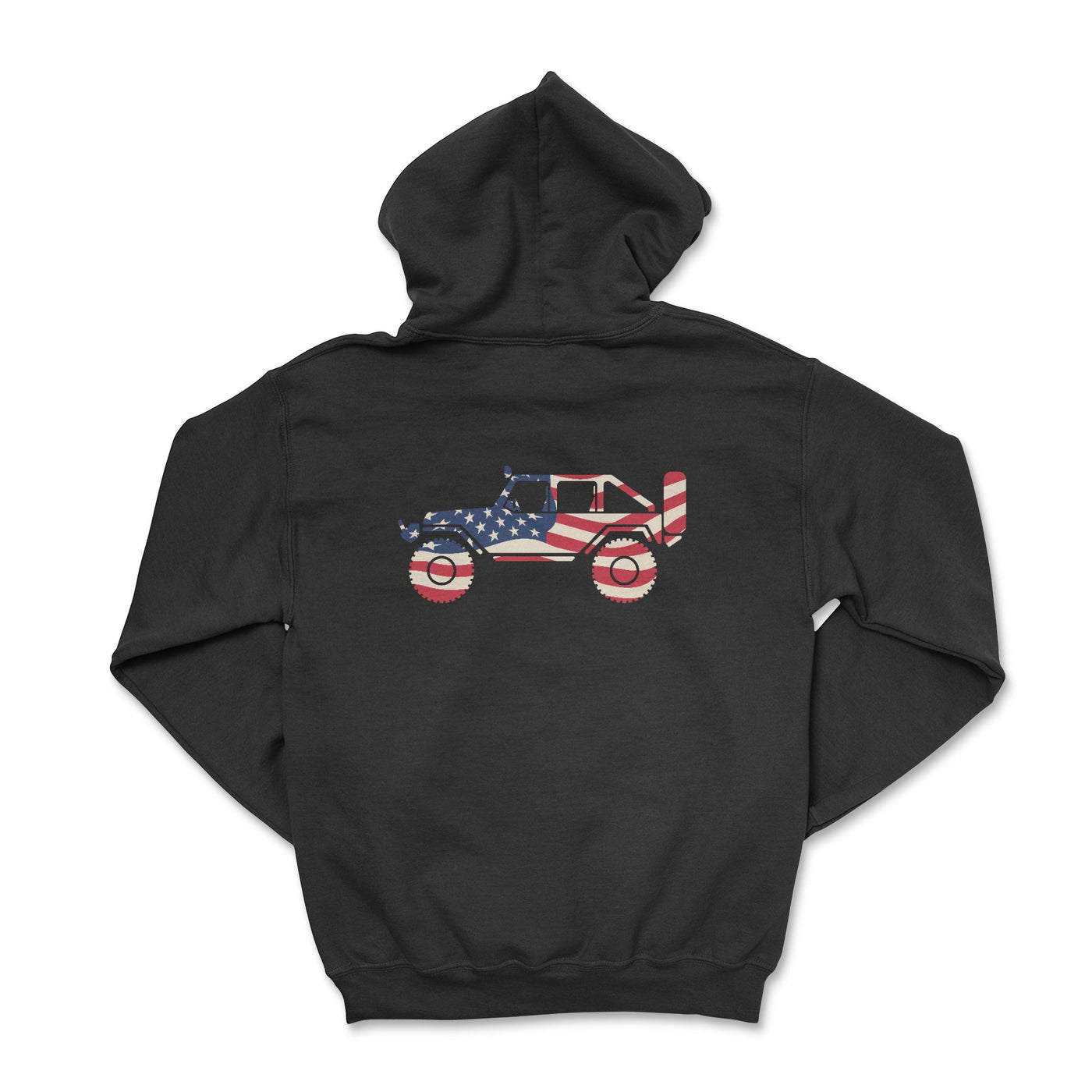 Patriotic 4 x 4 Zip-Up Black Hoodie - Goats Trail Off-Road Apparel Company