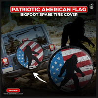 Patriotic American Flag Bigfoot Spare Tire Cover - Goats Trail