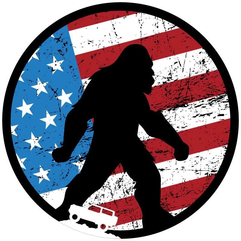 Patriotic American Flag Bigfoot Spare Tire Cover - Goats Trail