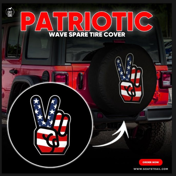 Patriotic Wave Spare Tire Cover - Goats Trail