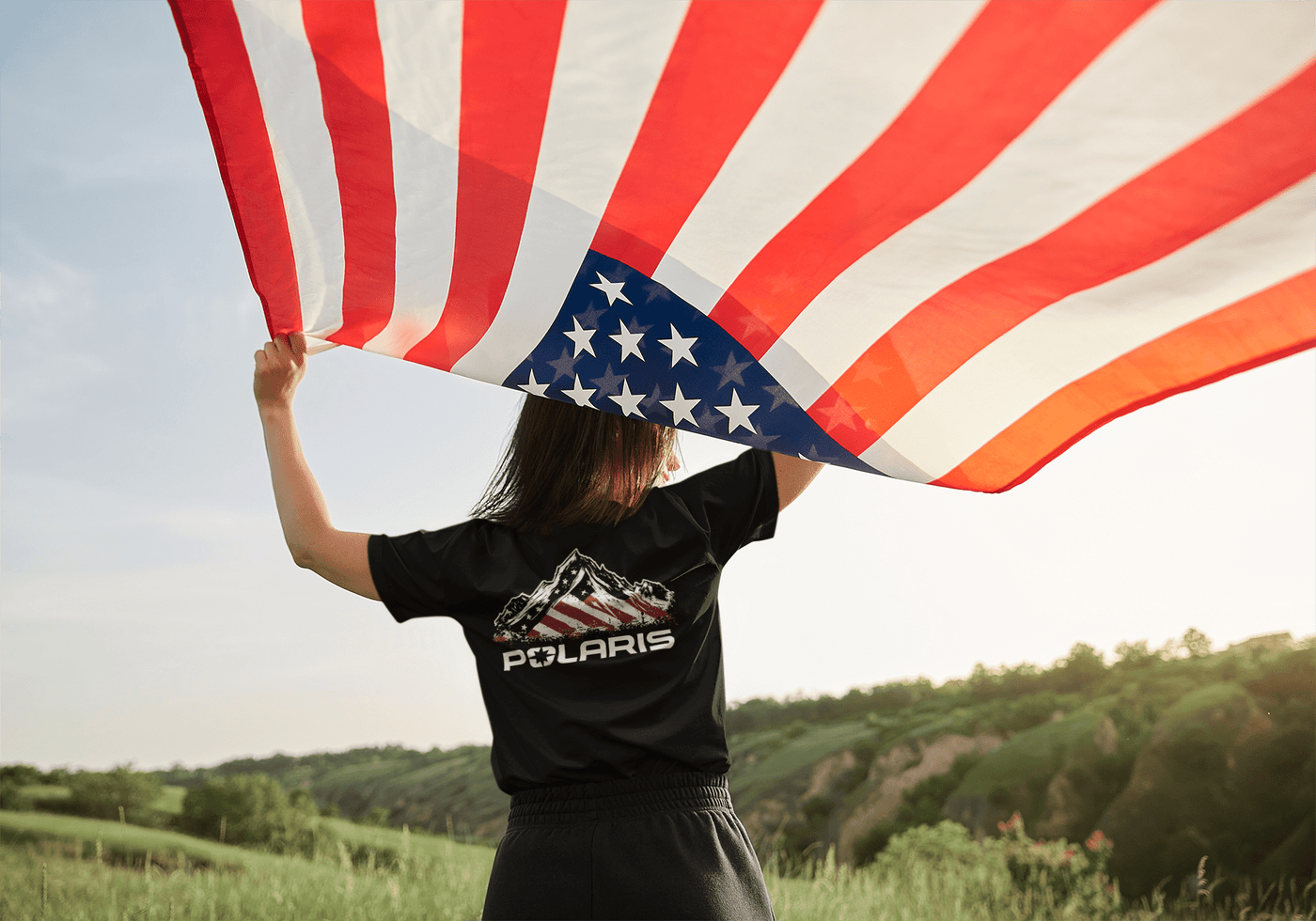 Polaris American Flag Tee Shirt - Goats Trail Off - Road Apparel Company