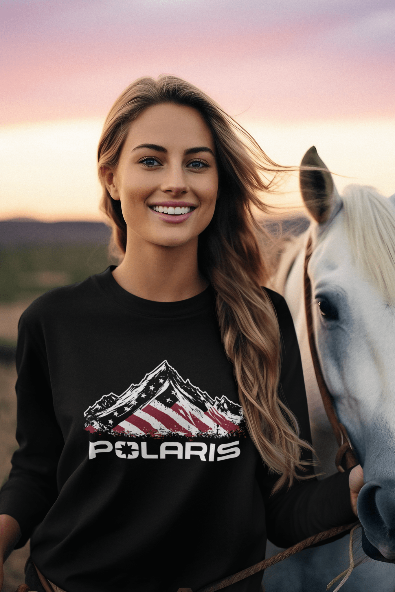 Polaris Patriotic Long - Sleeve Tee Shirt - Goats Trail Off - Road Apparel Company