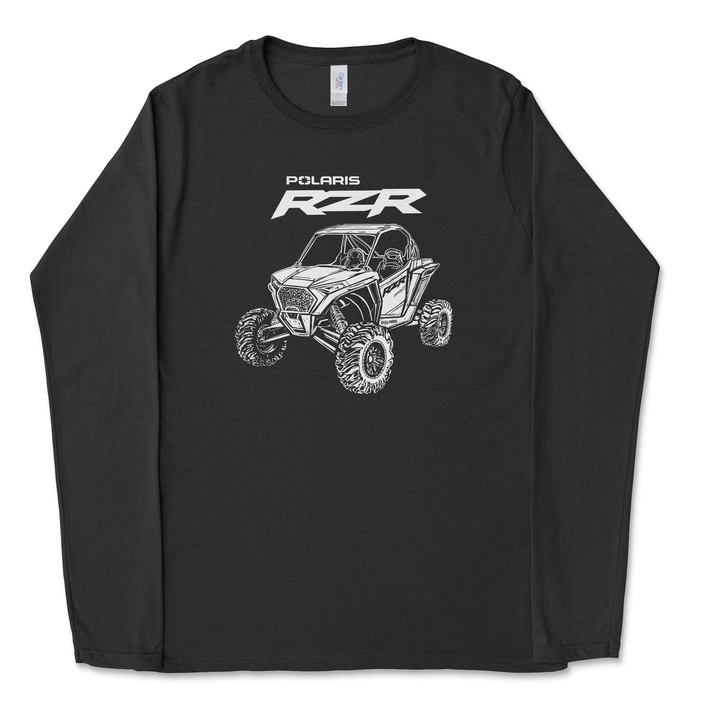 Polaris RZR Offroad - Black Longsleeve T-shirt - White Outline - Goats Trail Off - Road Apparel Company