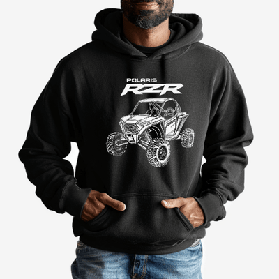 Polaris RZR Offroad - Hooded Sweatshirt - White Outline - Goats Trail Off - Road Apparel Company