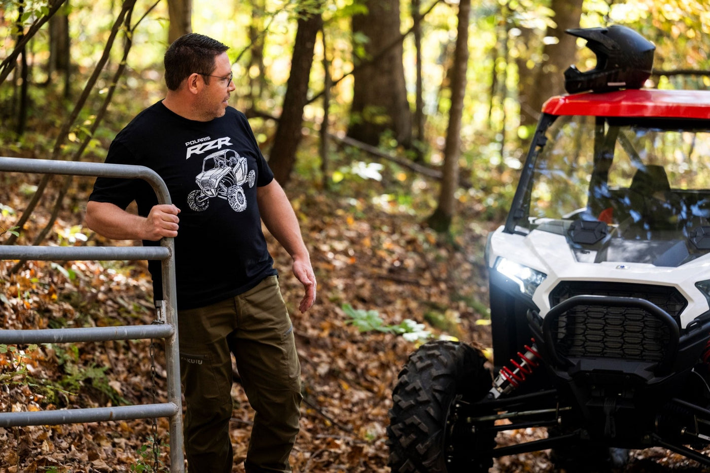 Polaris RZR Offroad - Men's Big and Tall Tee Shirt - White - Goats Trail Off - Road Apparel Company