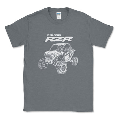 Polaris RZR Offroad - Unisex Tee Shirt - White Outline - Goats Trail Off - Road Apparel Company