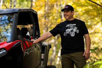 Polaris RZR Offroad - Unisex Tee Shirt - White Outline - Goats Trail Off - Road Apparel Company