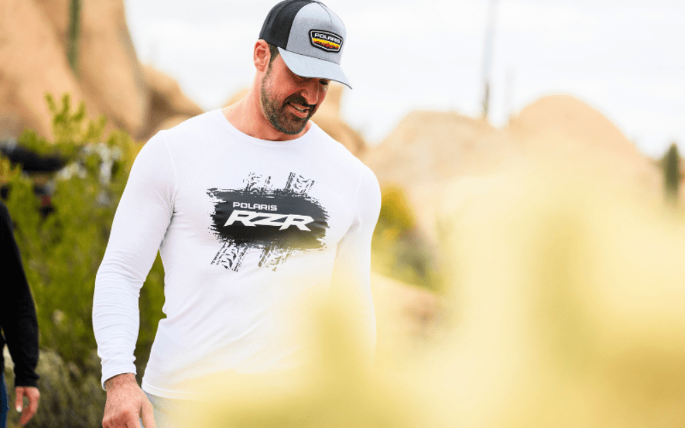 Polaris RZR White Long Sleeve Tee : Adventure-Ready Gear Long-Sleeve T-shirt