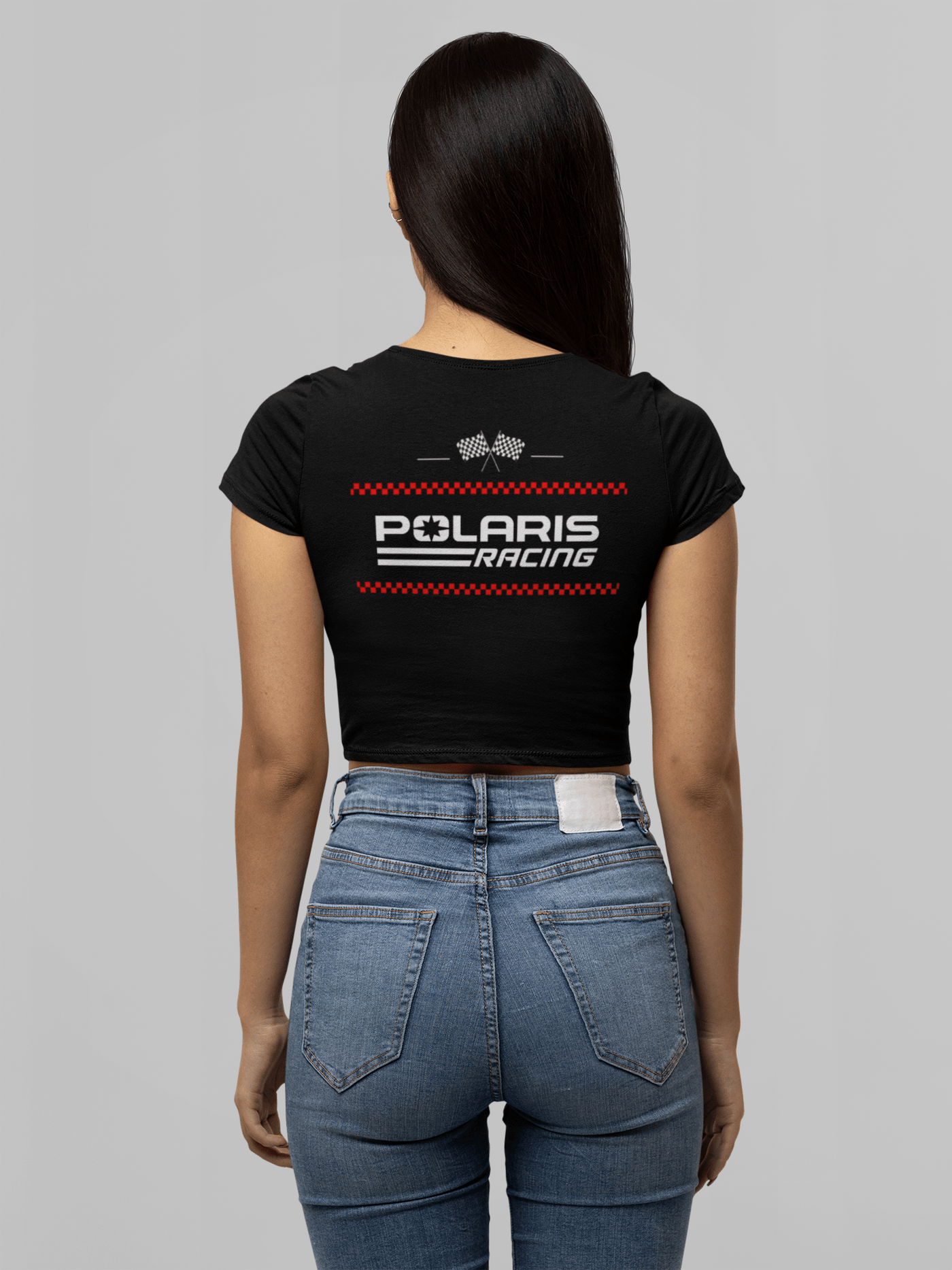 Polaris Women's Racing Flag Crop Top - Goats Trail Off - Road Apparel Company