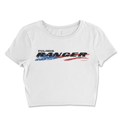 White t-shirt with Polaris Ranger graphic on a white background