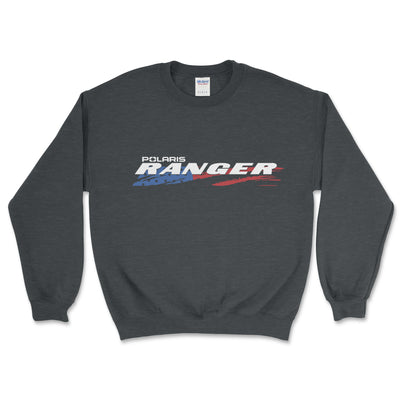 Dark gray sweatshirt with Polaris Ranger logo on a white background