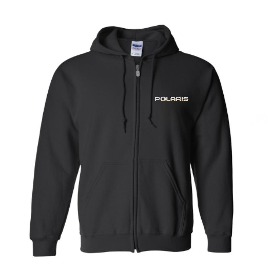 Black hoodie with Polaris logo on a white background
