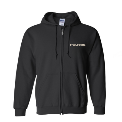 Black hoodie with Polaris logo on a white background
