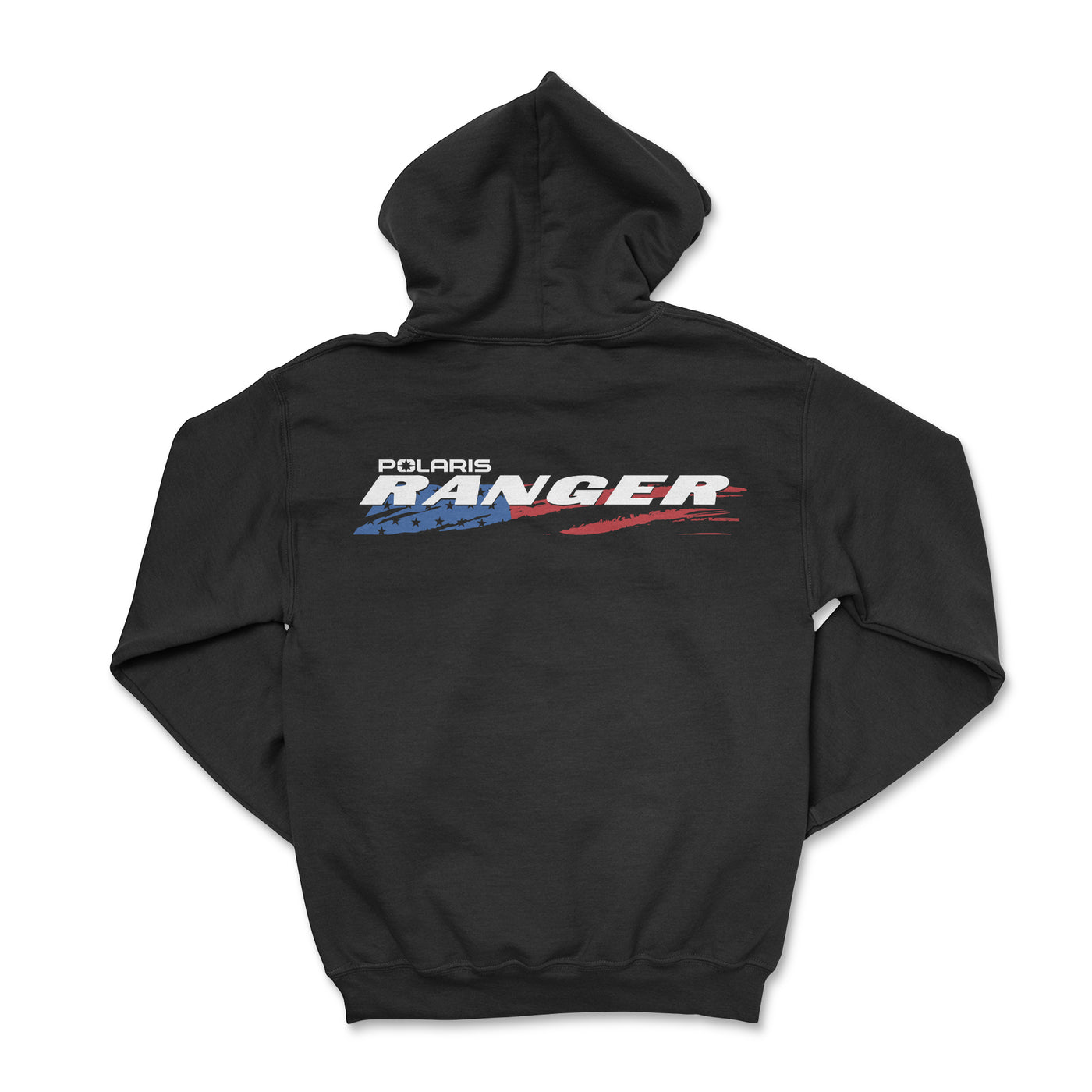 Black hoodie with Polaris Ranger logo on a white background