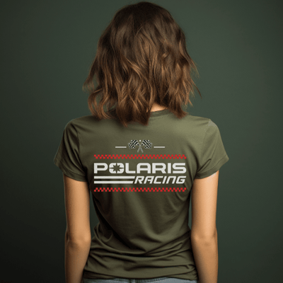 Racing Flag Tee Shirt: Embrace the Thrill of Polaris Racing - Goats Trail Off - Road Apparel Company