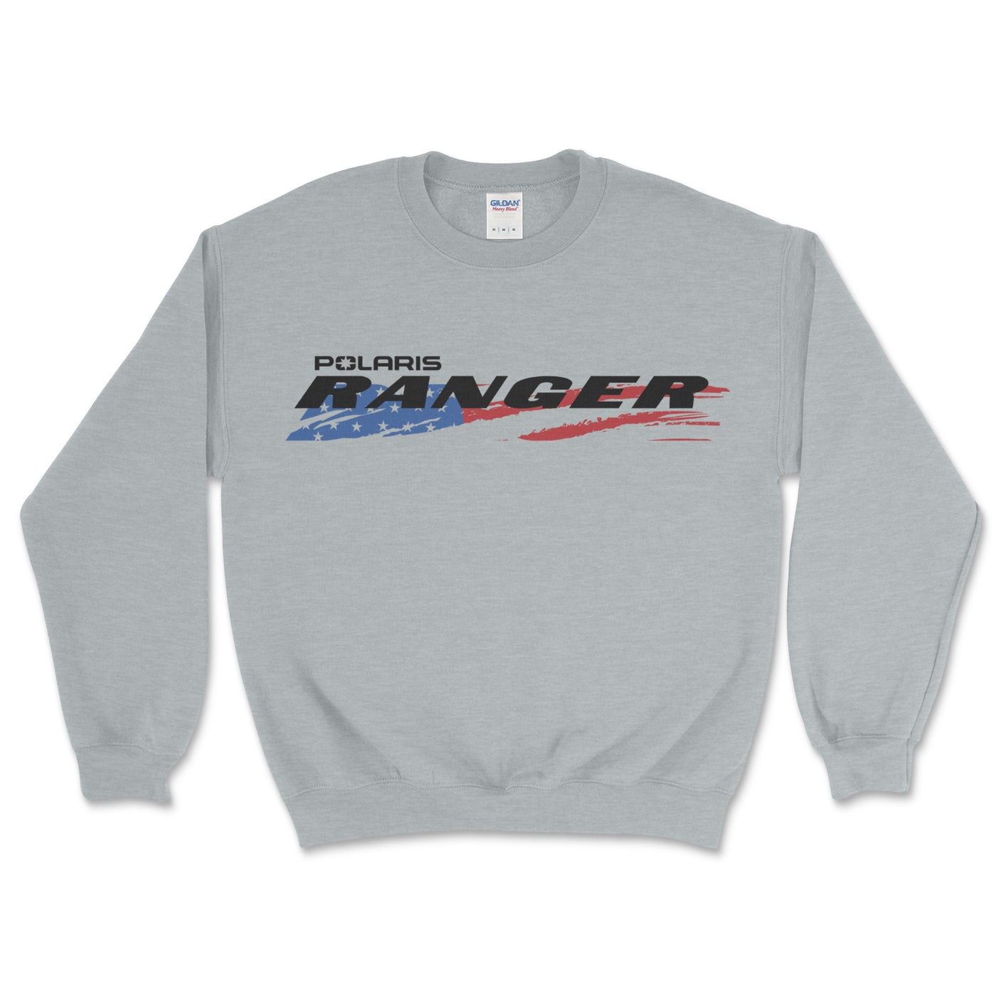 Gray sweatshirt with Polaris Ranger logo on a white background