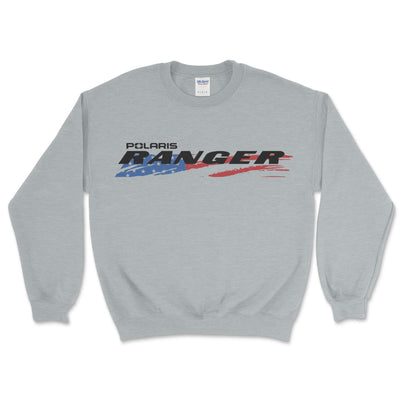 Gray sweatshirt with Polaris Ranger logo on a white background