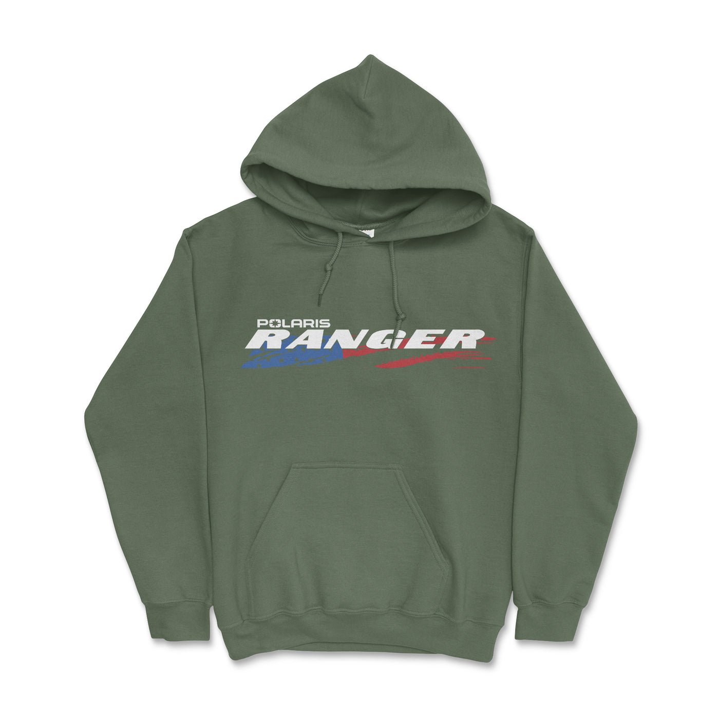 Green hoodie with 'Polaris Ranger' logo on a white background