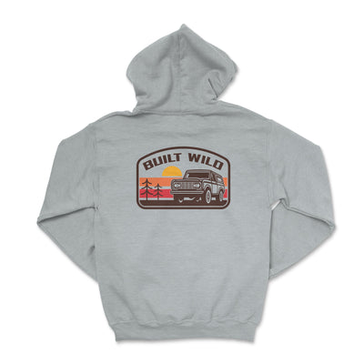 Retro Bronco Sunset Hooded Sweatshirt - Goats Trail Off-Road Apparel Company