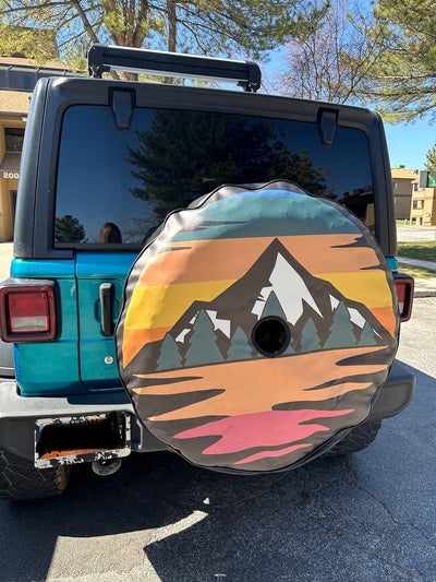 Retro Mountain Landscape Spare Tire Cover - Jeep, Bronco, RV Camper - Goats Trail Off - Road Apparel Company