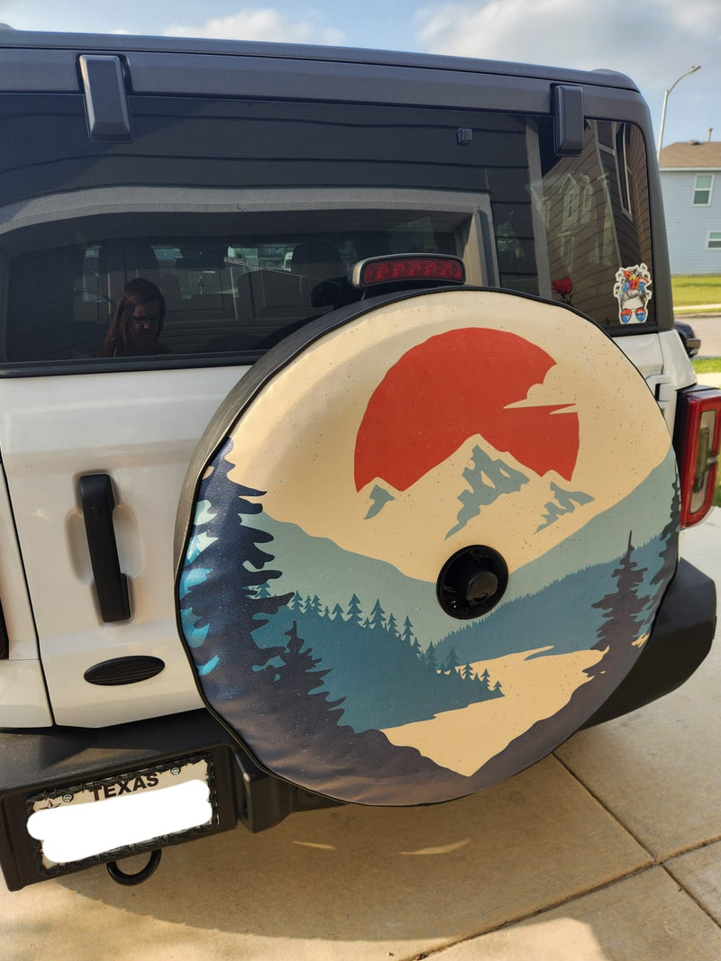 Retro Mountain Landscape Tire Cover - Goats Trail