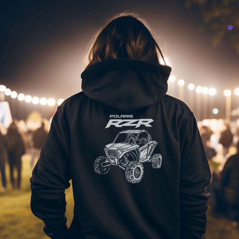 RZR Black Zip-Up Hoodie-Polaris Adventure Apparel - Goats Trail