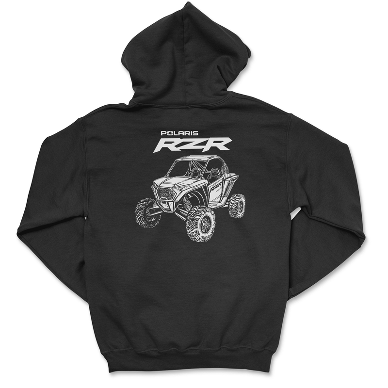 RZR Black Zip-Up Hoodie-Polaris Adventure Apparel - Goats Trail